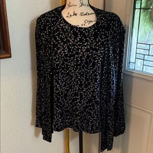 Ronni Nicole Black and White Floral Blouse With Cover Jacket